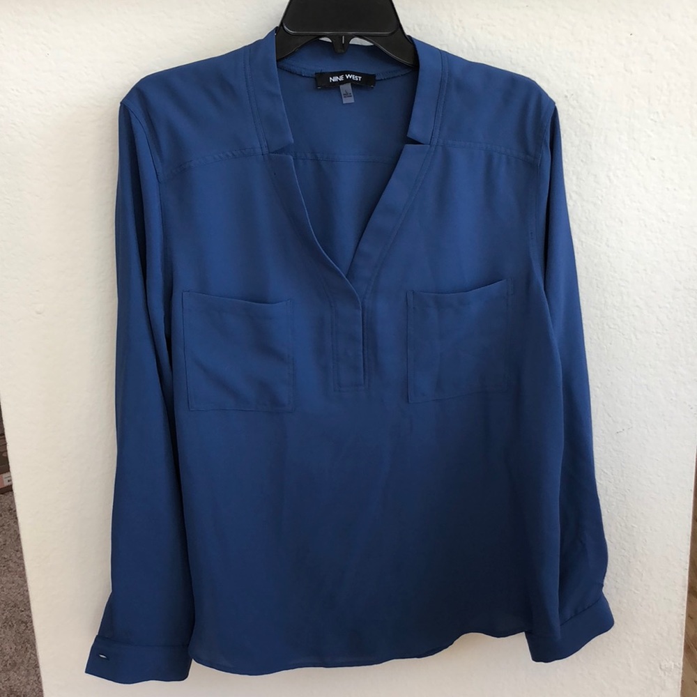 Nine west periwinkle blue blouse. L. NWOT